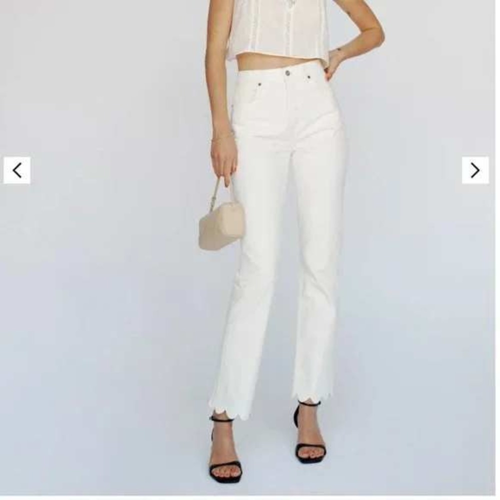 Reformation Cynthia High Rise Straight Jeans Scalloped 26